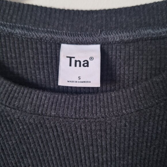 Tna ALAMO Thermal Cropped Long Sleeve Shirt - HEATHER BLACK - Picture 4 of 8